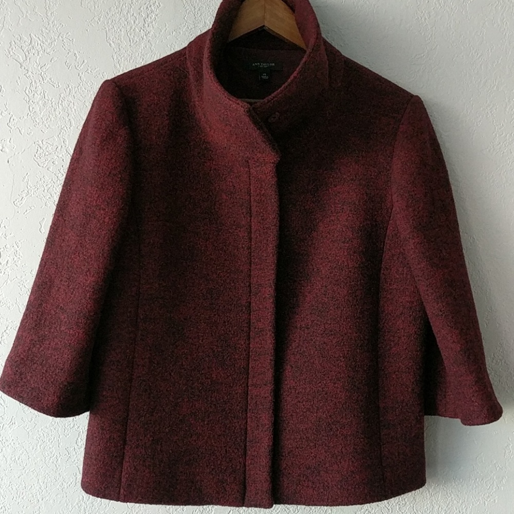 Ann Taylor  Wool Burgundy Poncho Coat 14